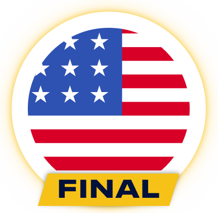 FINAL’ text overlaid on an American flag design, with no background.